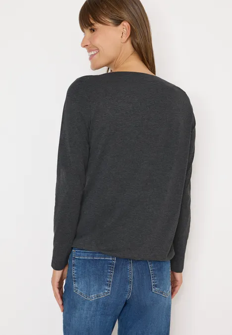Shirt met lange mouwen black melange