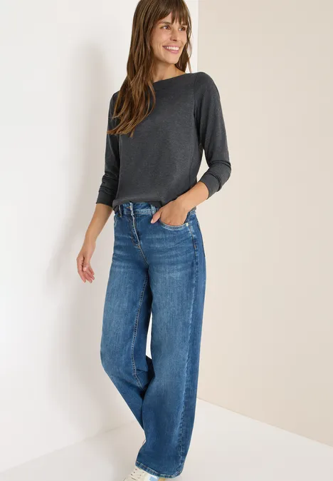 Shirt met lange mouwen black melange