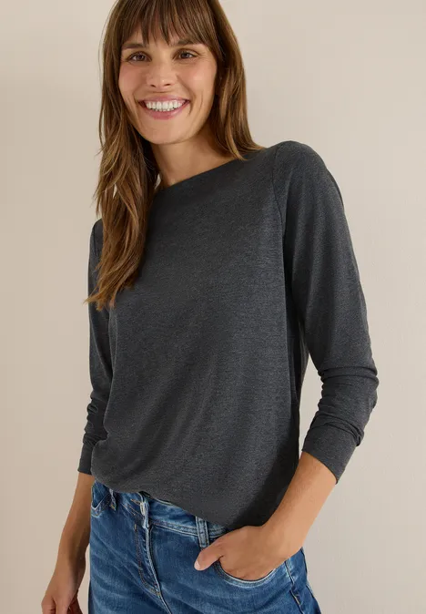 Shirt met lange mouwen black melange