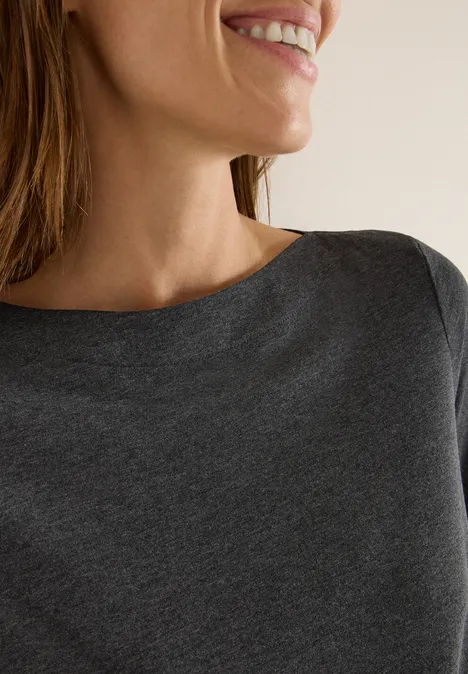 Shirt met lange mouwen black melange