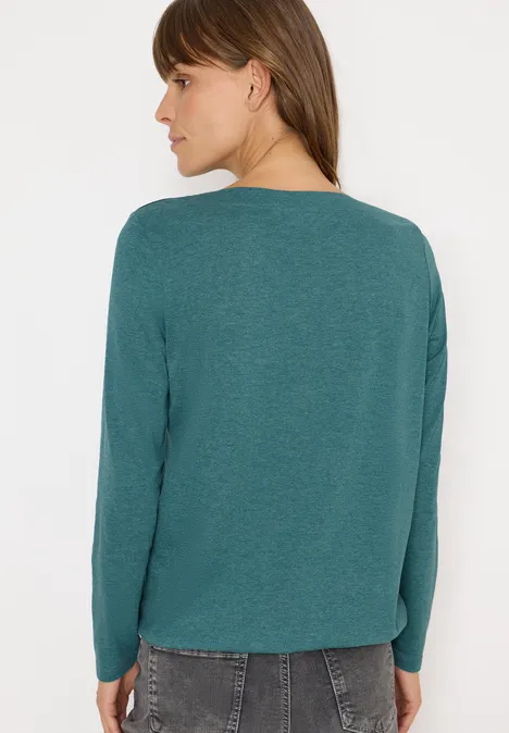 Langarmshirt dark sea green melange