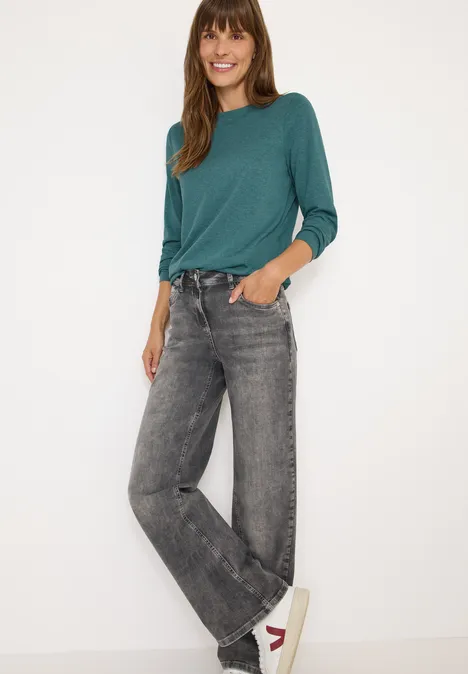 Langarmshirt dark sea green melange