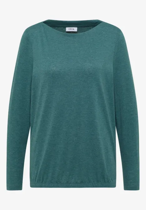 Langarmshirt dark sea green melange