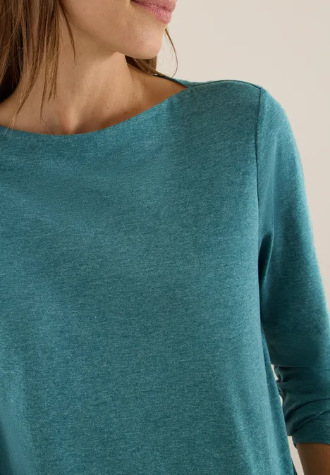 Langarmshirt dark sea green melange