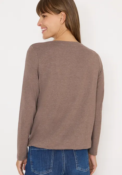 Shirt met lange mouwen chocolate mousse melange