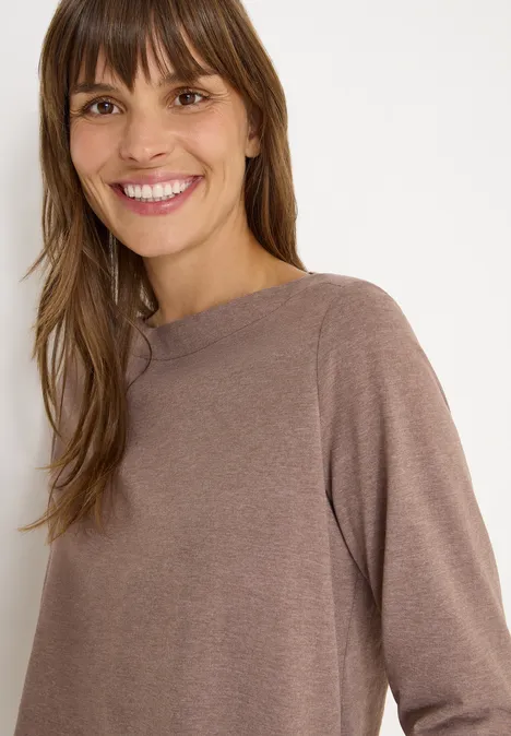 Shirt met lange mouwen chocolate mousse melange