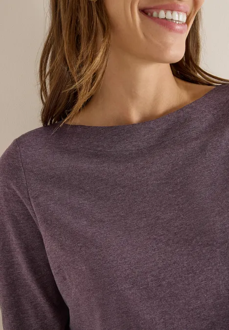 Shirt met lange mouwen eggplant red melange