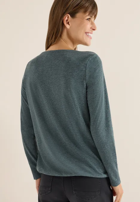 Shirt met lange mouwen ink green melange