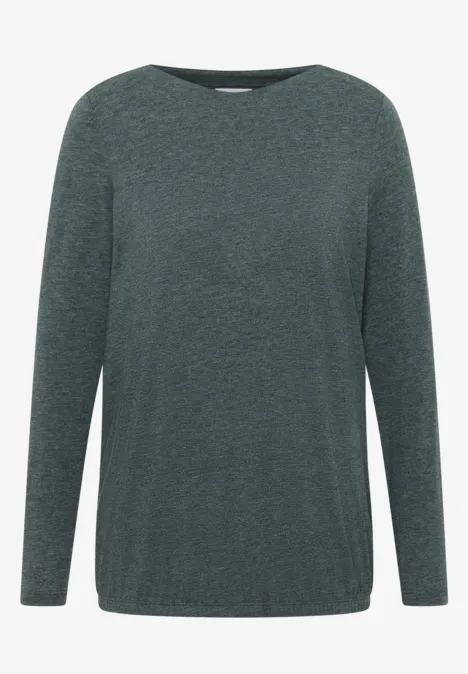 Shirt met lange mouwen ink green melange