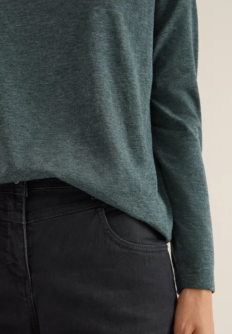 Shirt met lange mouwen ink green melange