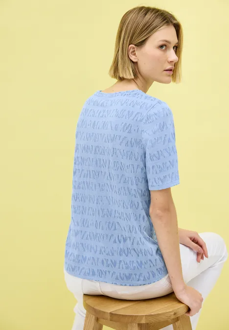 T-Shirt im Ausbrenner-Look deep pastel blue