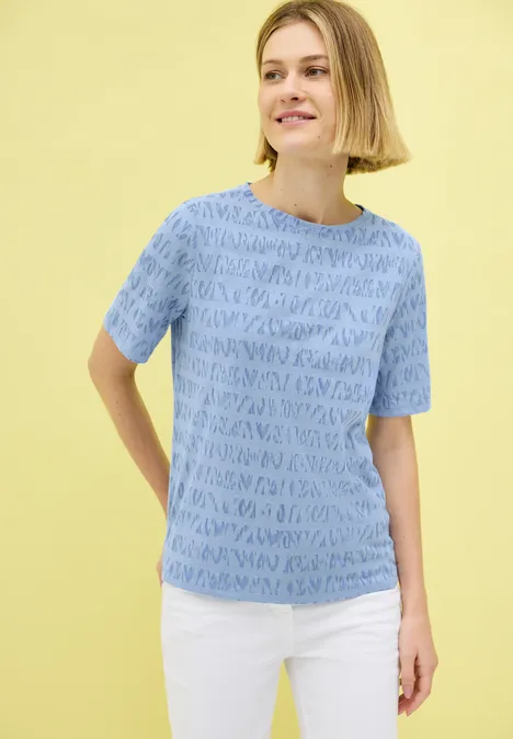 T-Shirt im Ausbrenner-Look deep pastel blue