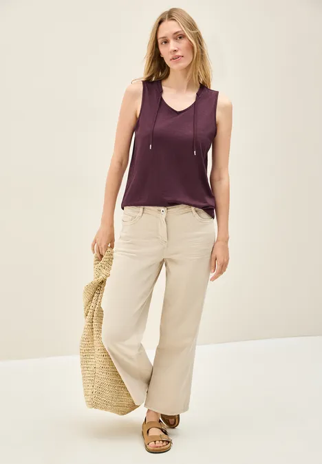 V-Neck Top mit Bändern mulberry red