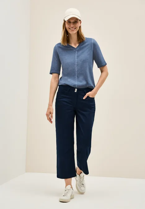 V-Neck Shirt im Washed-Look urban navy blue