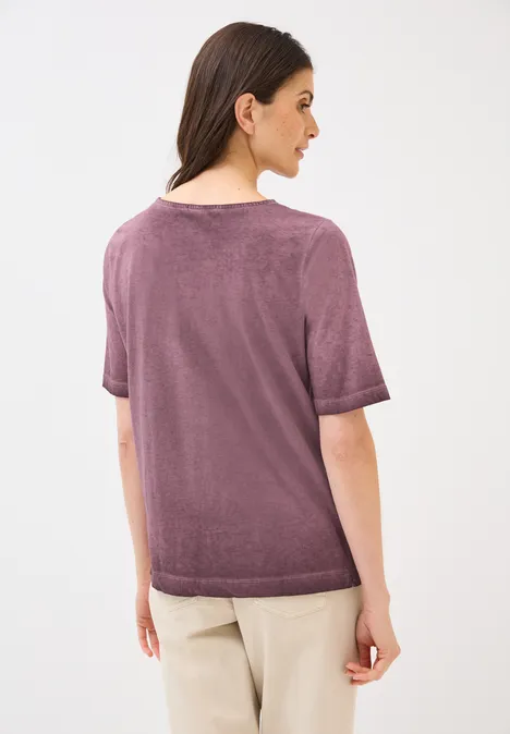 V-Neck Shirt im Washed-Look mulberry red