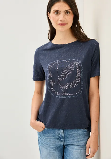 T-Shirt mit Schmucksteinen urban navy blue
