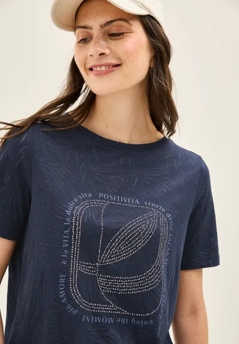 T-Shirt mit Schmucksteinen urban navy blue