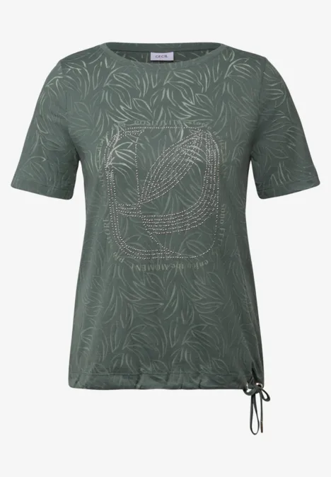T-Shirt mit Schmucksteinen dark balmy khaki