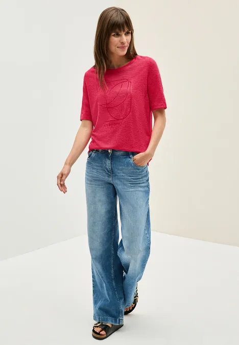 Shirt mit tonalem Print glazed apple red
