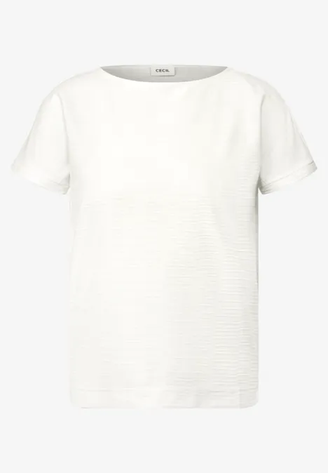 Struktushirt in Unifarbe vanilla white