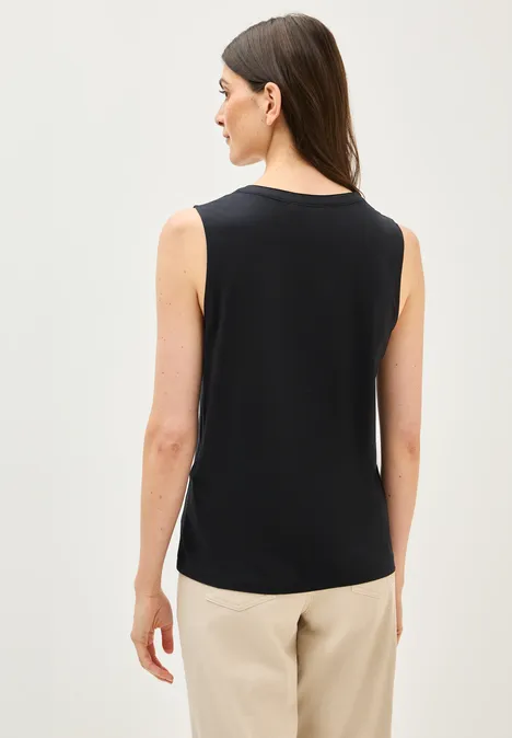 Split Neck Top Black