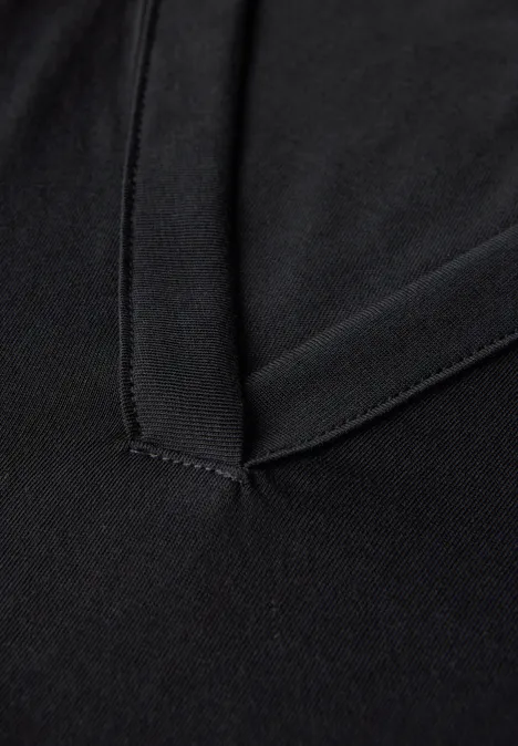 Split Neck Top Black