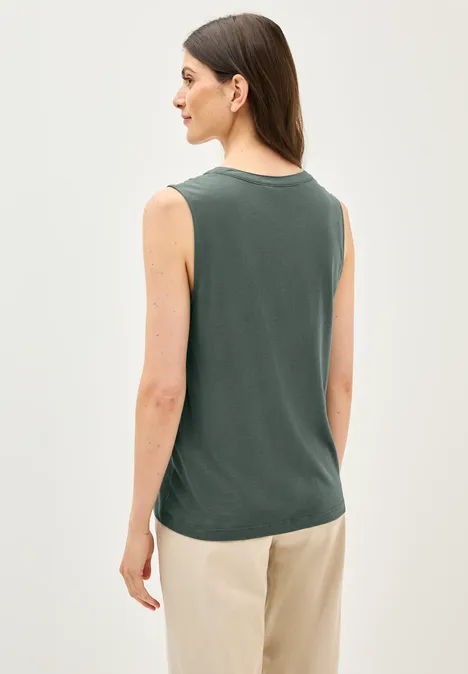 Split Neck Top dark balmy khaki