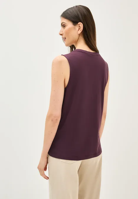 Split Neck Top mulberry red