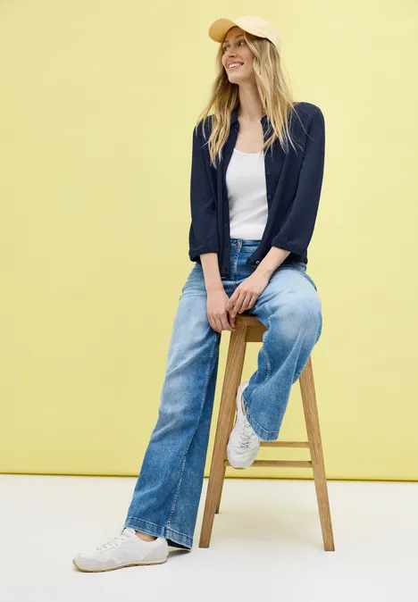 Leichte Crepe Jacke urban navy blue
