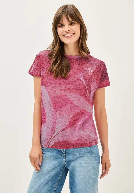 T-Shirt in Ausbrenneroptik glazed apple red