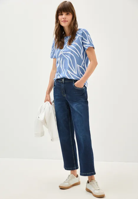 T-Shirt mit floralem Print deep pastel blue