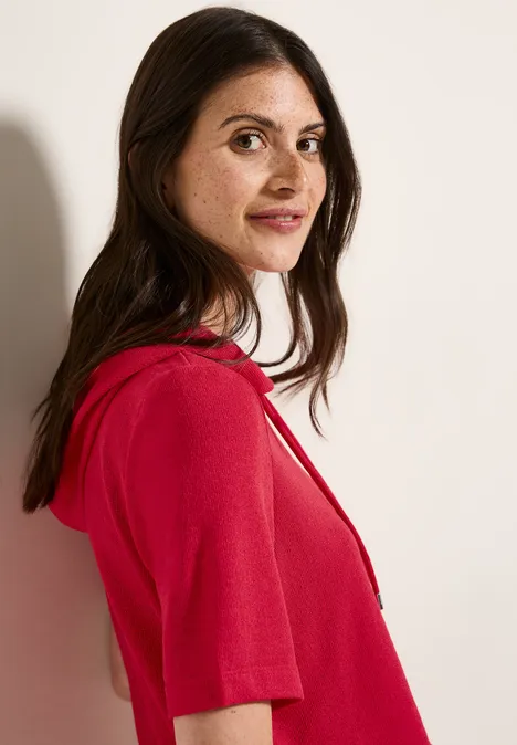 Crepe Hoodie-Shirt glazed apple red