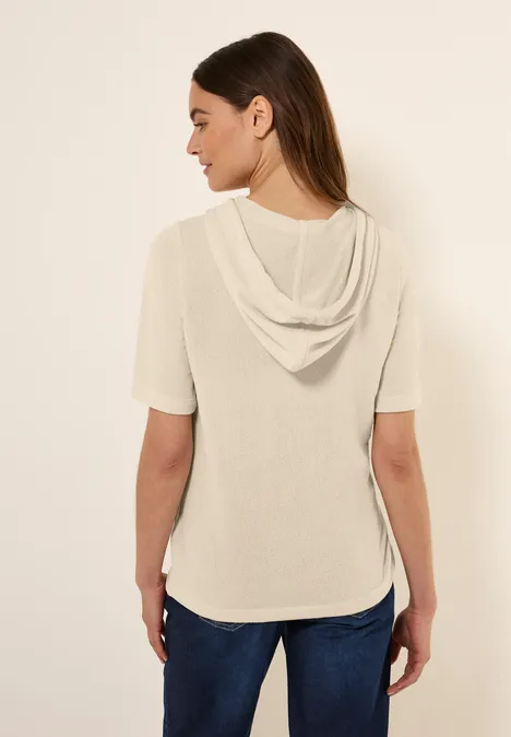 Crepe Hoodie-Shirt light beige