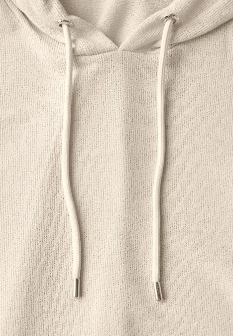 Crepe Hoodie-Shirt light beige