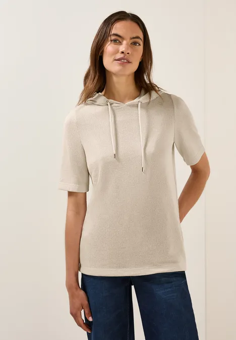 Crepe Hoodie-Shirt light beige