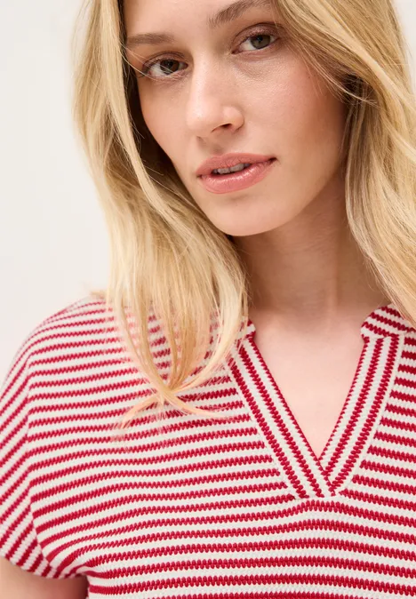 Gestreiftes Strukturshirt glazed apple red