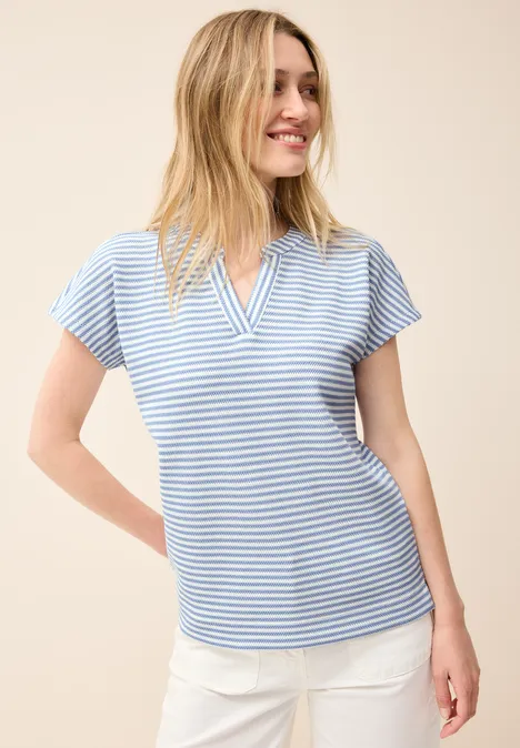 Gestreiftes Strukturshirt deep pastel blue