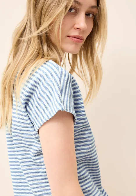 Gestreiftes Strukturshirt deep pastel blue
