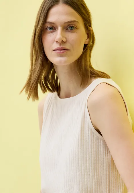 Top mit Rippstruktur light beige