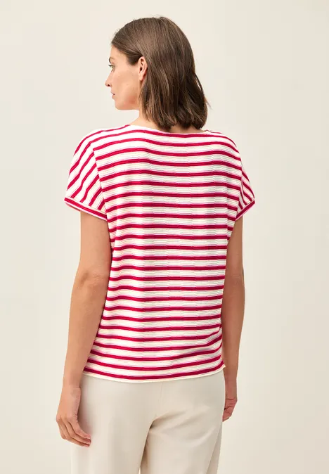 Gestreiftes Strukturshirt glazed apple red