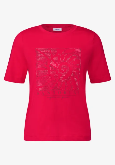 Shirt met edelstenen glazed apple red