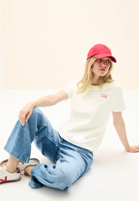 T-Shirt mit Wording-Detail vanilla white