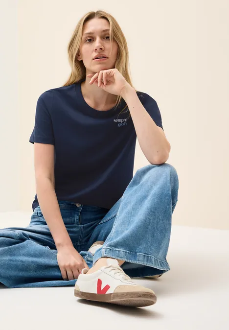 T-Shirt mit Wording-Detail urban navy blue