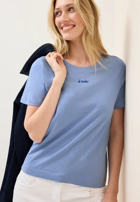 T-Shirt mit Wording-Detail deep pastel blue