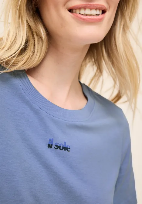T-Shirt mit Wording-Detail deep pastel blue