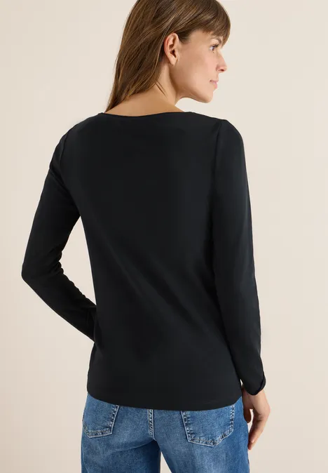 Shirt met boothals Black