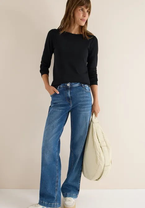 Shirt met boothals Black