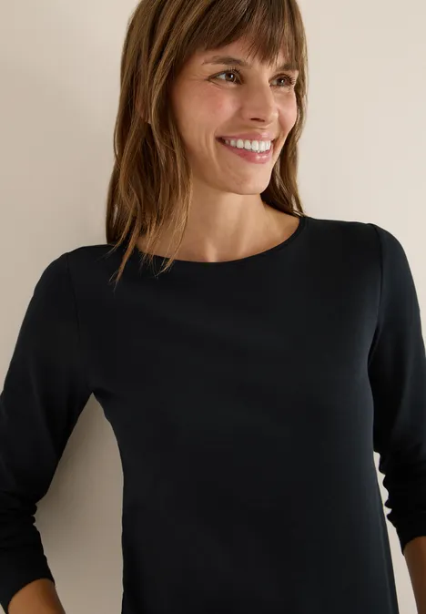 Shirt met boothals Black