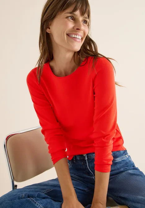 Shirt met boothals pumpkin orange