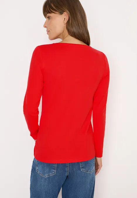 Shirt met boothals pumpkin orange
